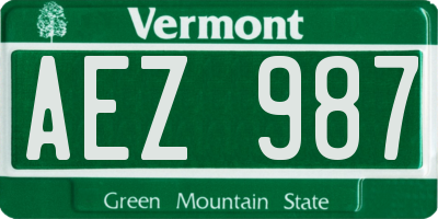 VT license plate AEZ987