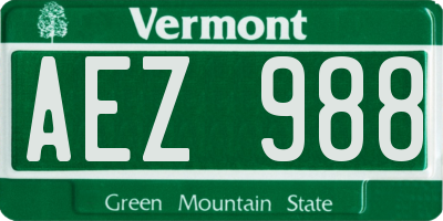VT license plate AEZ988