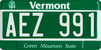 VT license plate AEZ991