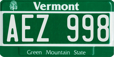 VT license plate AEZ998