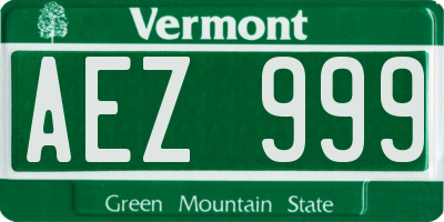 VT license plate AEZ999