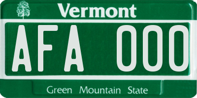 VT license plate AFA000