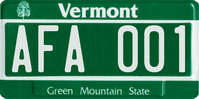 VT license plate AFA001