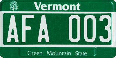VT license plate AFA003