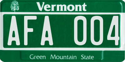 VT license plate AFA004