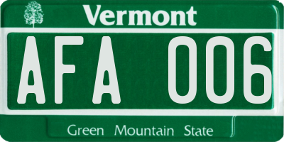 VT license plate AFA006
