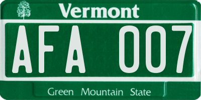 VT license plate AFA007