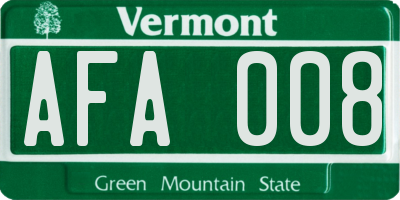 VT license plate AFA008