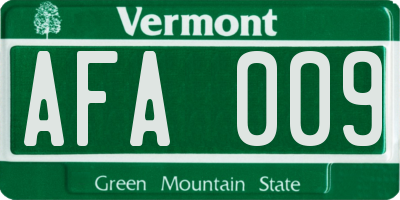 VT license plate AFA009