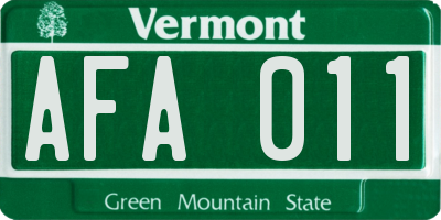 VT license plate AFA011