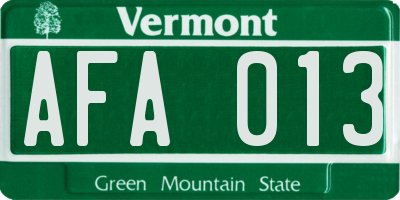 VT license plate AFA013