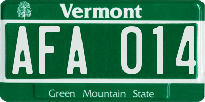 VT license plate AFA014