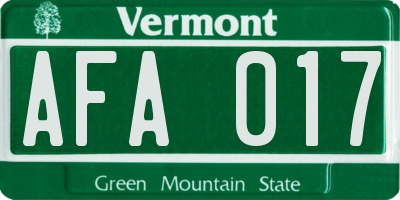 VT license plate AFA017