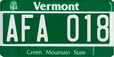 VT license plate AFA018