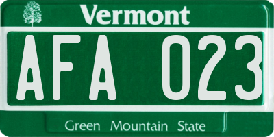 VT license plate AFA023