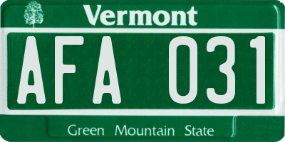 VT license plate AFA031