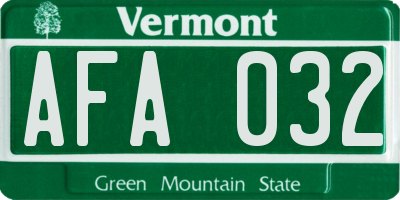 VT license plate AFA032