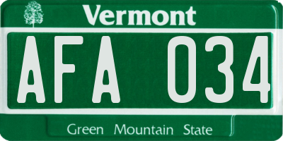 VT license plate AFA034