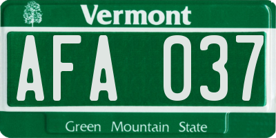 VT license plate AFA037