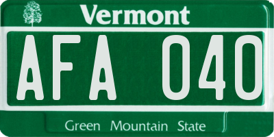 VT license plate AFA040