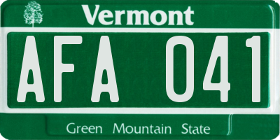 VT license plate AFA041