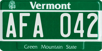 VT license plate AFA042