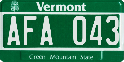 VT license plate AFA043