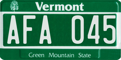 VT license plate AFA045