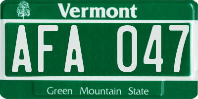 VT license plate AFA047