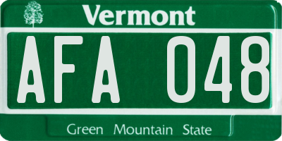 VT license plate AFA048