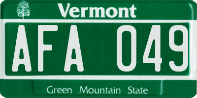 VT license plate AFA049