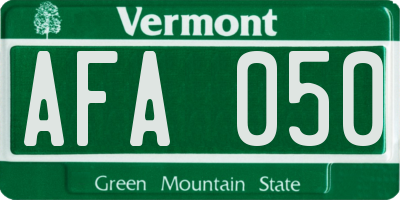 VT license plate AFA050