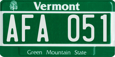 VT license plate AFA051