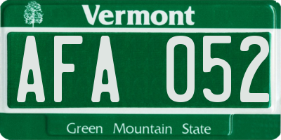 VT license plate AFA052