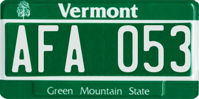 VT license plate AFA053