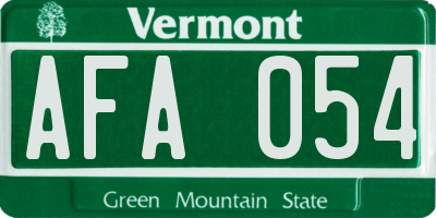 VT license plate AFA054