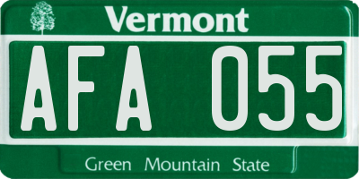 VT license plate AFA055