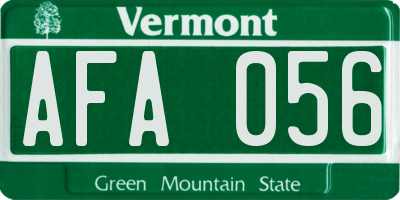 VT license plate AFA056