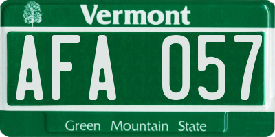 VT license plate AFA057