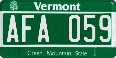 VT license plate AFA059