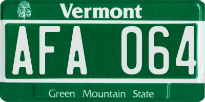 VT license plate AFA064