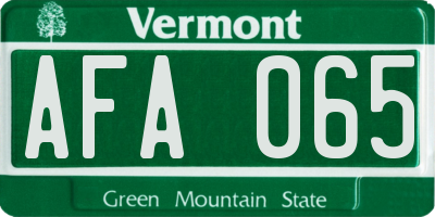 VT license plate AFA065