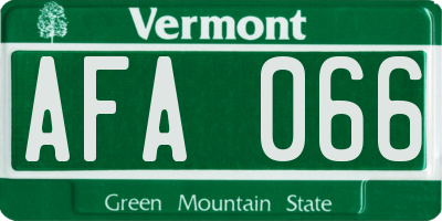 VT license plate AFA066