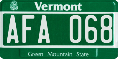 VT license plate AFA068