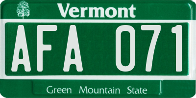 VT license plate AFA071