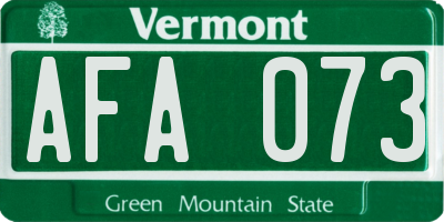 VT license plate AFA073