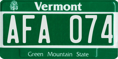 VT license plate AFA074