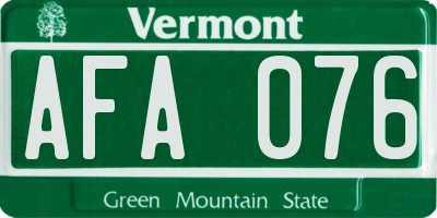 VT license plate AFA076