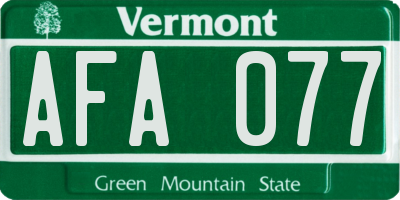 VT license plate AFA077
