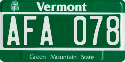 VT license plate AFA078